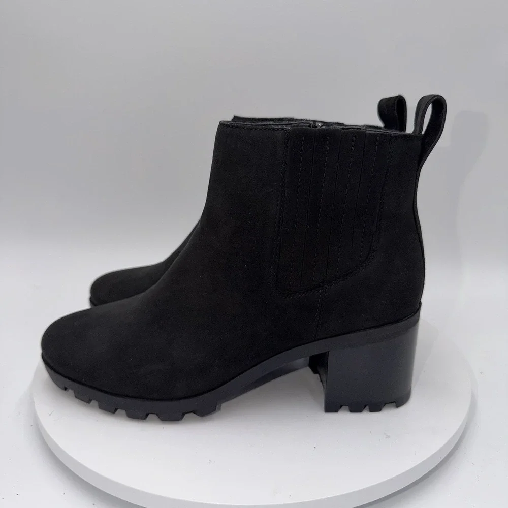 Vionic Women's Sz 8.5 Wilma Black Ankle Bootie Waterproof Nubuck‎ Leather